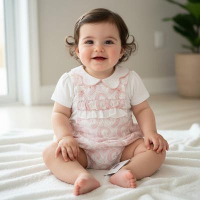 ML2120-6410  Dungaree Paisley Romper Set  ( Newborn- 9 months)