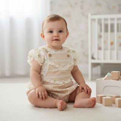 ML2120-6415E  Gingham Romper Dungaree Set  ( newborn - 9 months)