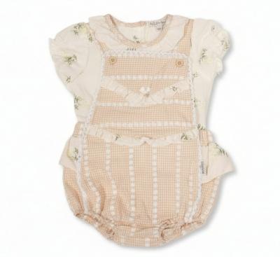 ML2120-6415  Gingham Romper Dungaree Set  ( newborn - 9 months)