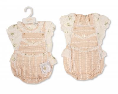 My Little Chick   ML2120-6415 Gingham Romper Dungaree Set ( newborn - 9 months)