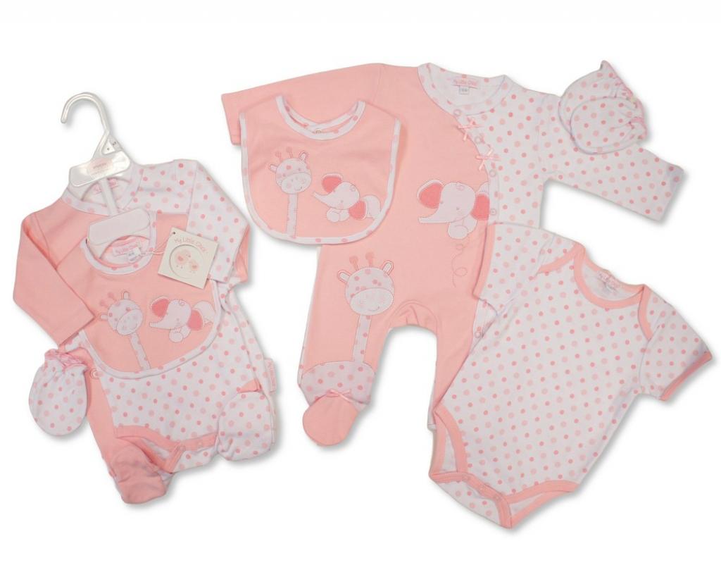 My Little Chick GP-25-1332P 5035320256320 ML25-1332P "Elephant and Giraffe" 4 Piece Set (NB-6 months)