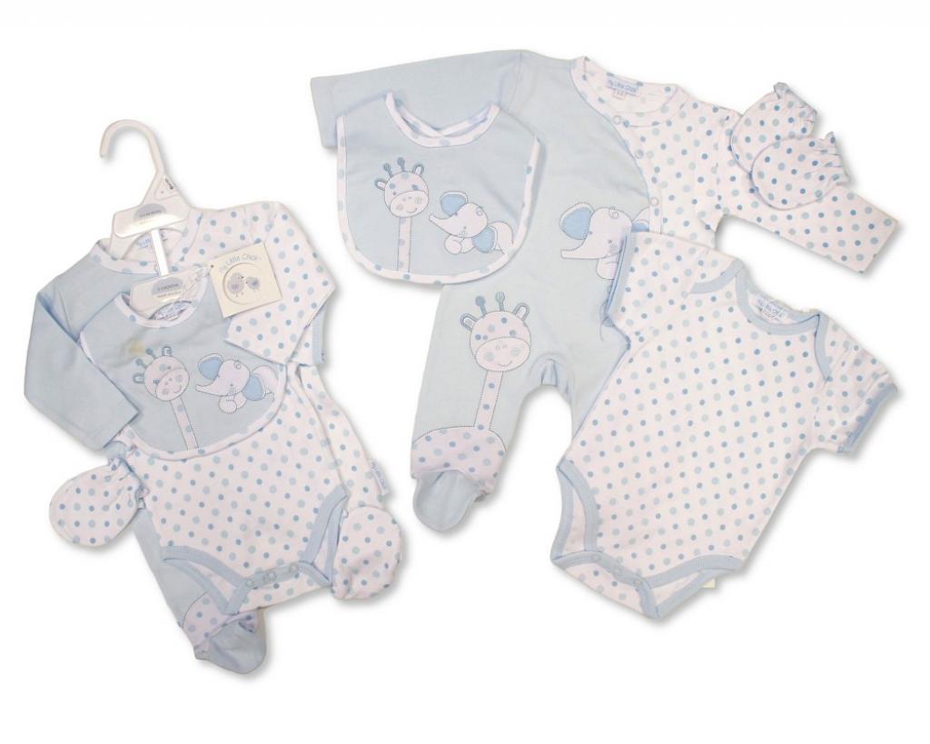 My Little Chick GP-25-1332S 5035320254326 ML25-1332S "Elephant and Giraffe" 4 Piece Set (NB-6 months)