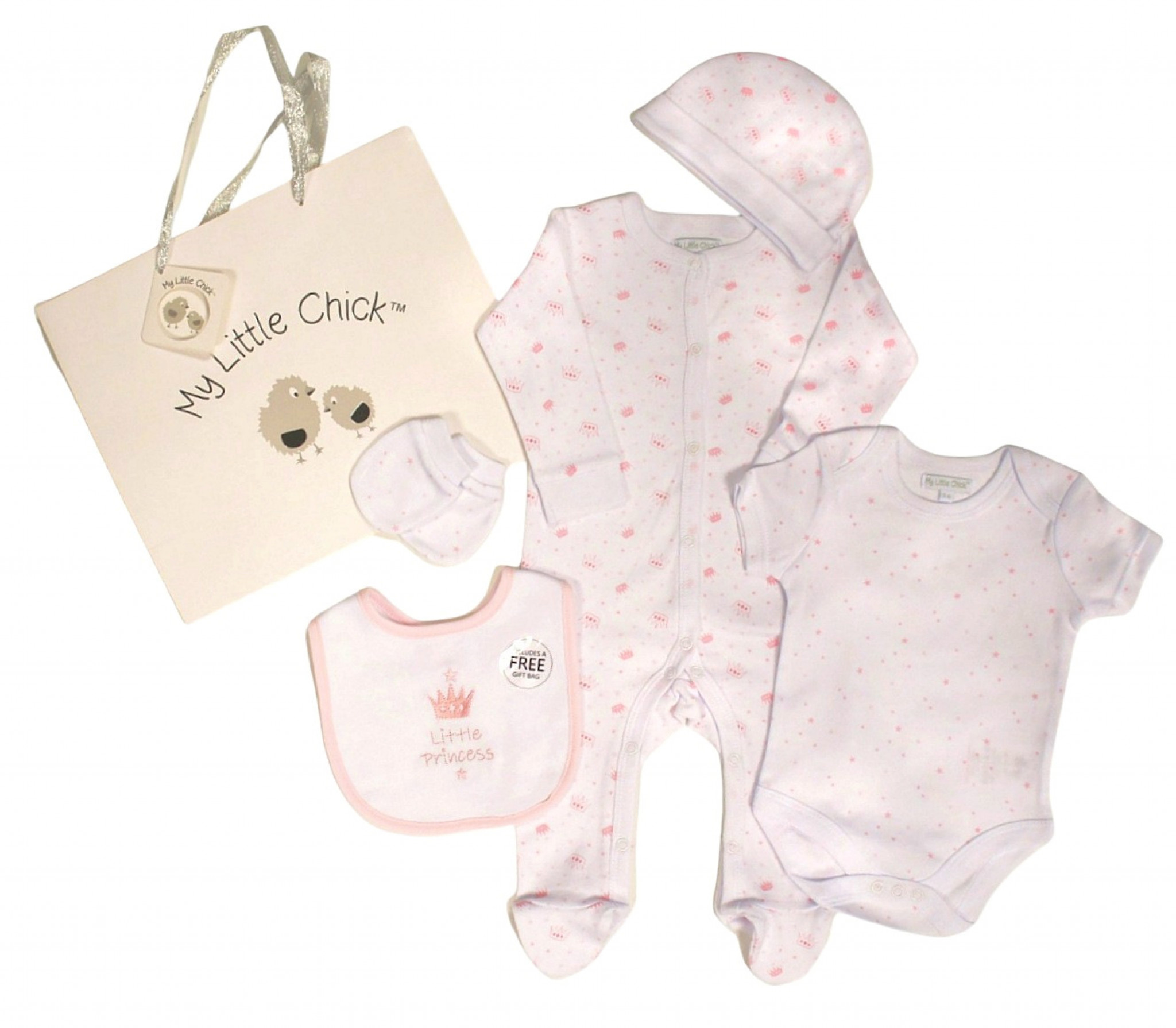 My Little Chick GP-25-1345 5035320253459 ML25-1345 "Princess" 5 Piece Layette Set & Bag (0-6m)