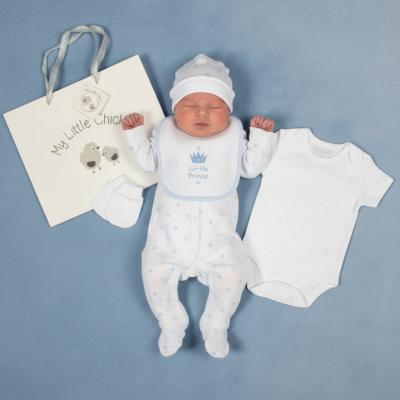 ML25-1349  "Prince" 5 Piece Layette Set & Bag  (0-6m)