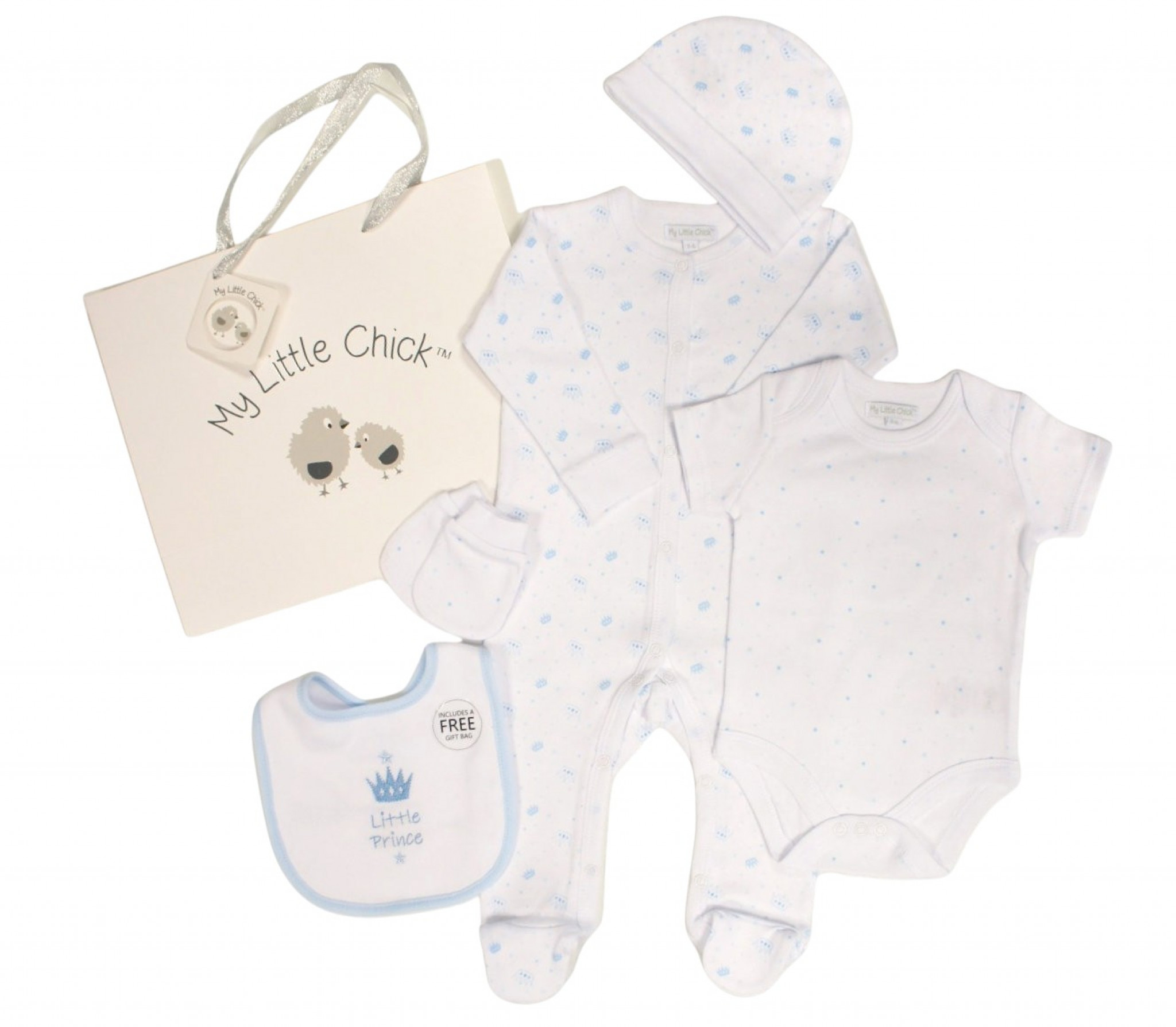 My Little Chick GP-25-1349 5035320253497 ML25-1349 "Prince" 5 Piece Layette Set & Bag (0-6m)