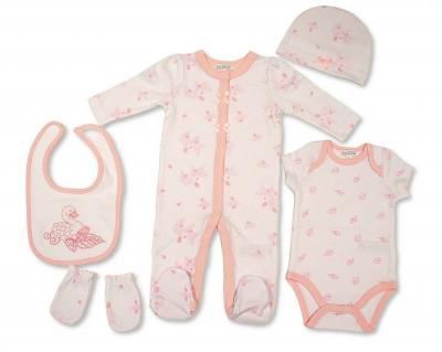 ML25-1375  Swan 5 Piece Layette Set   (0-6m)
