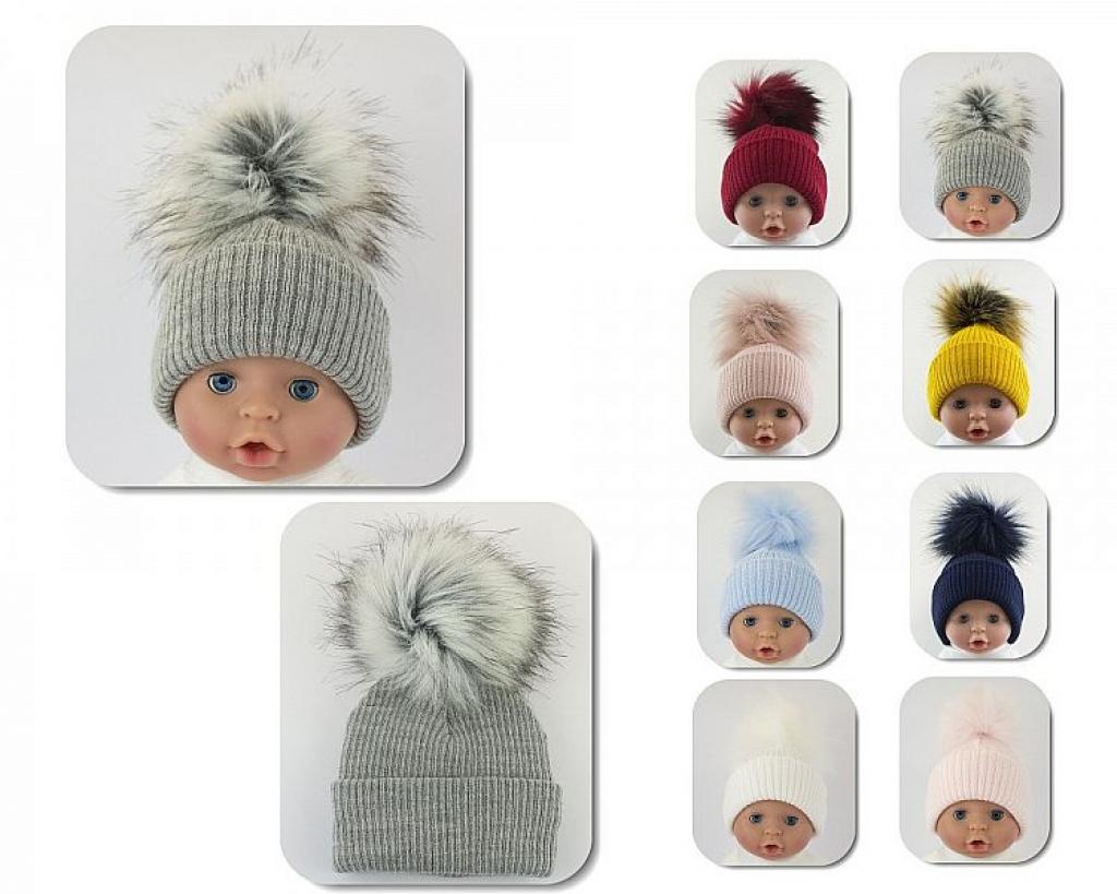 My Little Chick BW-0503-0606 5035320406060 ML0503-0606 Ribbed Pom Pom Hat (6-18 Months) Choose Colour