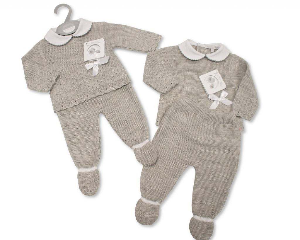 My Little Chick BW-10-1076 5035320010762 MLC10-1076 Fancy Knit "Bow" Two Piece Set (NB-9m)