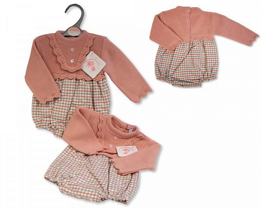My Little Chick   ML10-1156 Knitted and Check Romper ( Newborn - 9 months)