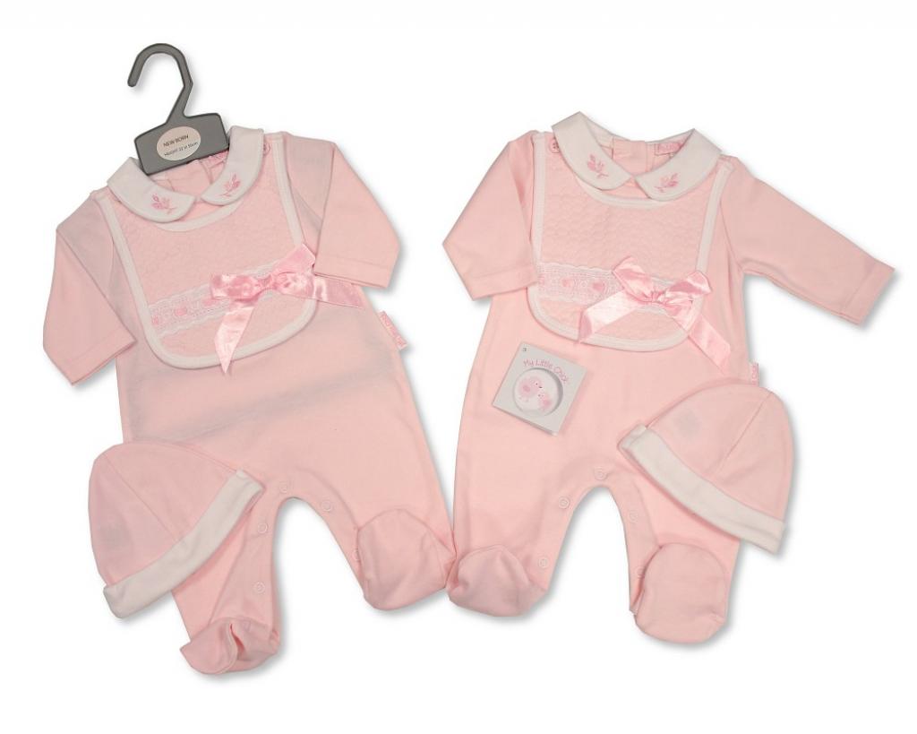 My Little Chick BIS-2020-2357 5035320423579 MLC2020-2357 "Bow and Lace" All In One Set (NB-6m)