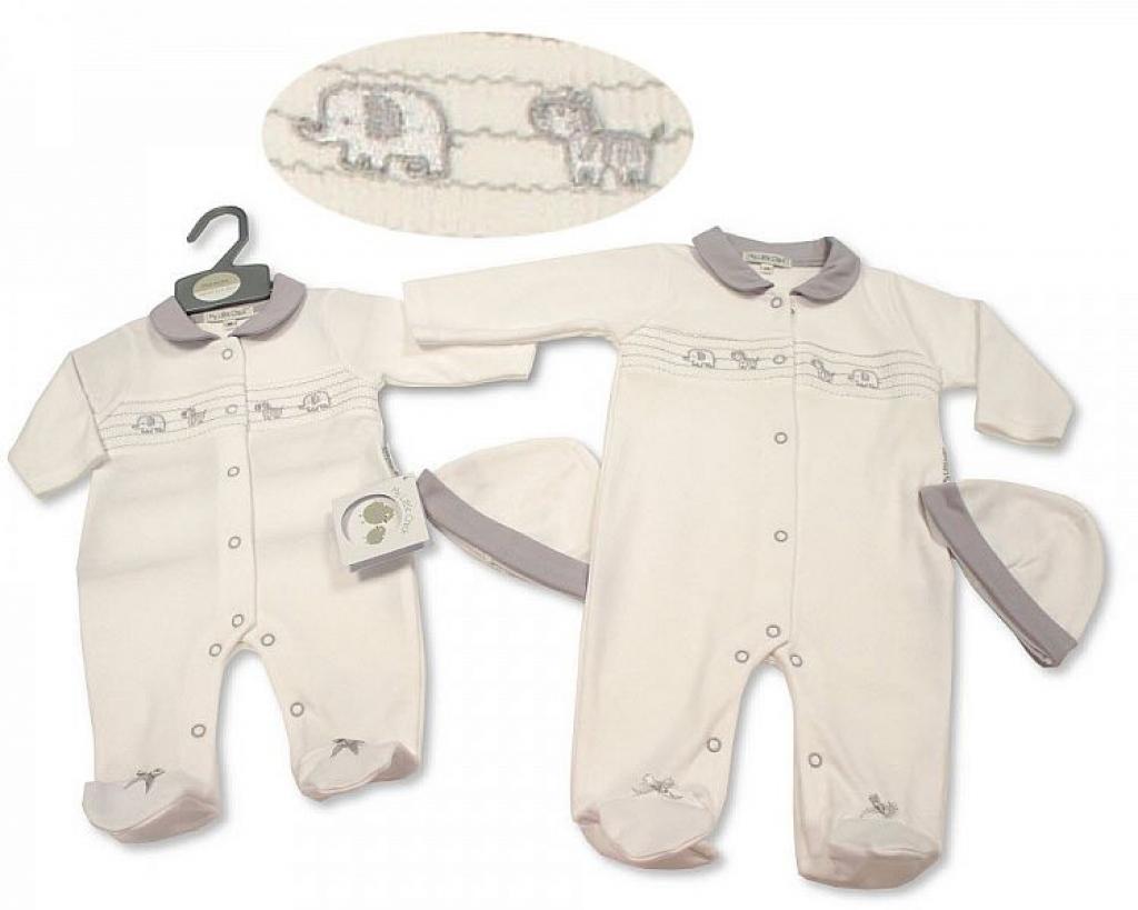 My Little Chick BIS-2100-2272 5035320422725 ML2100-2272 Smocked "Safari" All In One Set (NB - 6m)