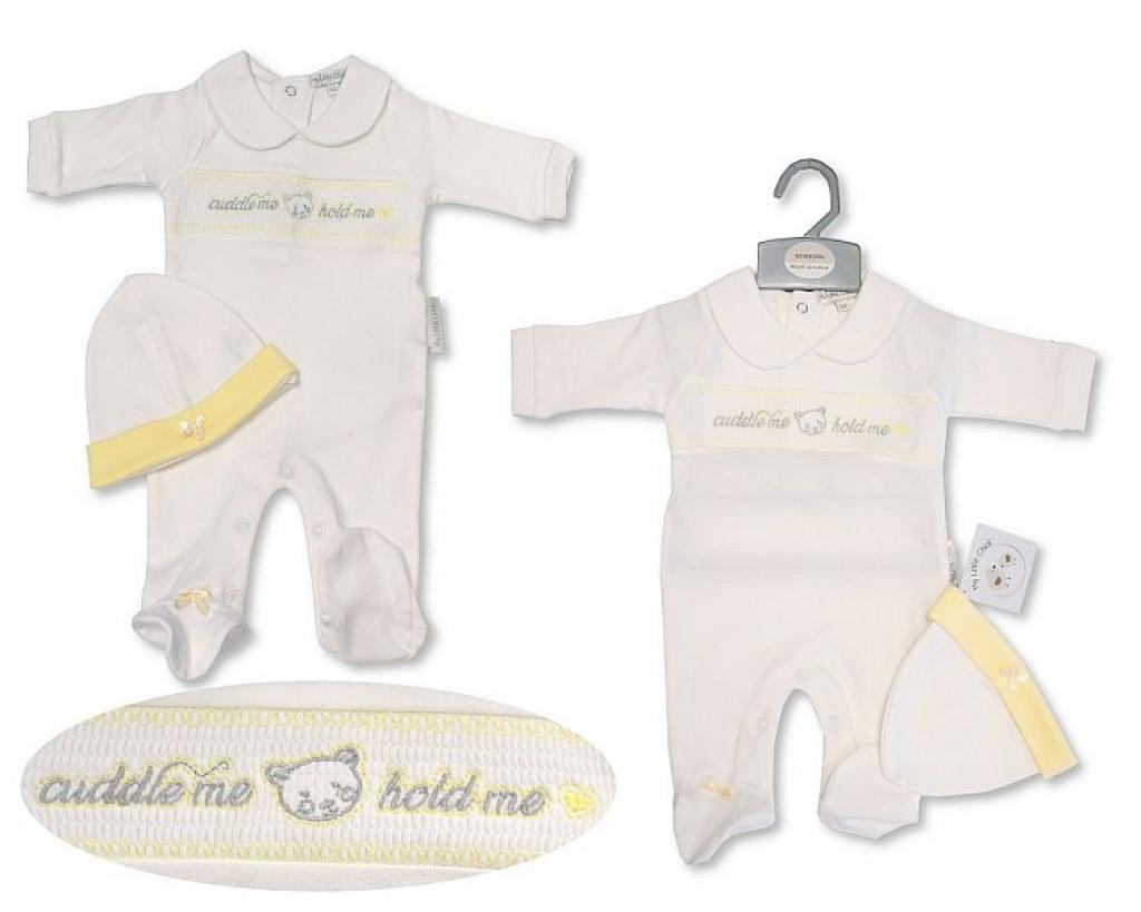 My Little Chick 2120-6081 5035320060811 ML2120-6081 Smocked "Cuddle Me" All In One Set (NB-6m)