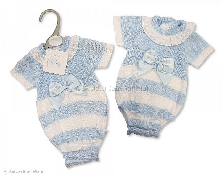 My Little Chick  503532060754 2 MLC754S Knitted Stripe & Bow Romper (NB - 6 months)