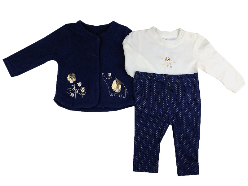 Mini Moi  5055578153363 MM12759 Elephant sequin three piece (0-12 months)