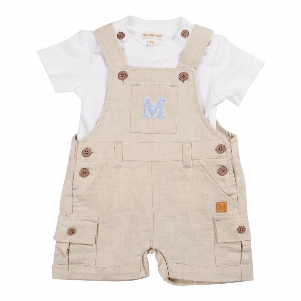 Mintini MB6314C  MMB6314C Mintini Logo Short Dungaree Set (3-9 months)