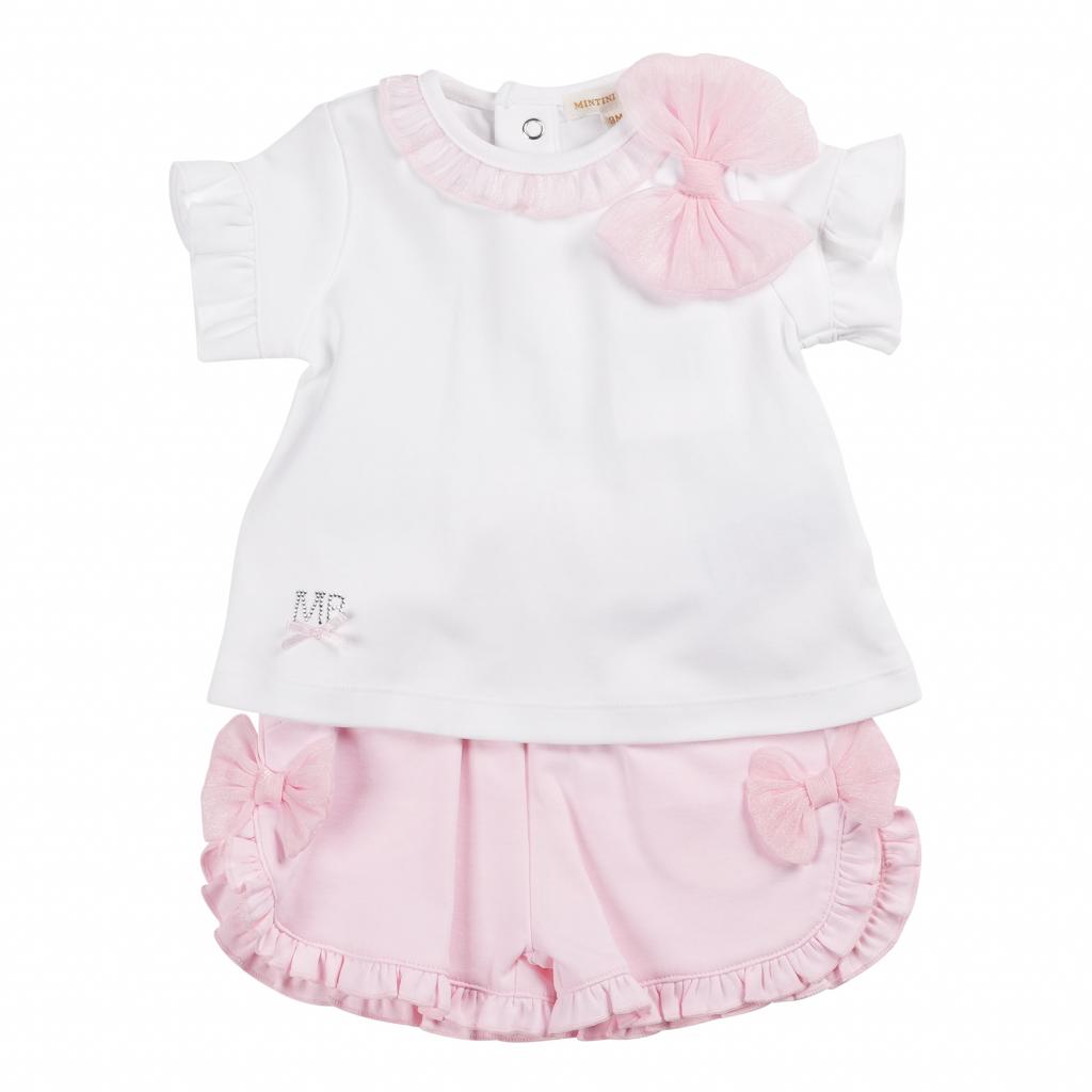 Mintini MB6405  MMB6408 Bow Top and Shorts Set (3-9 months)