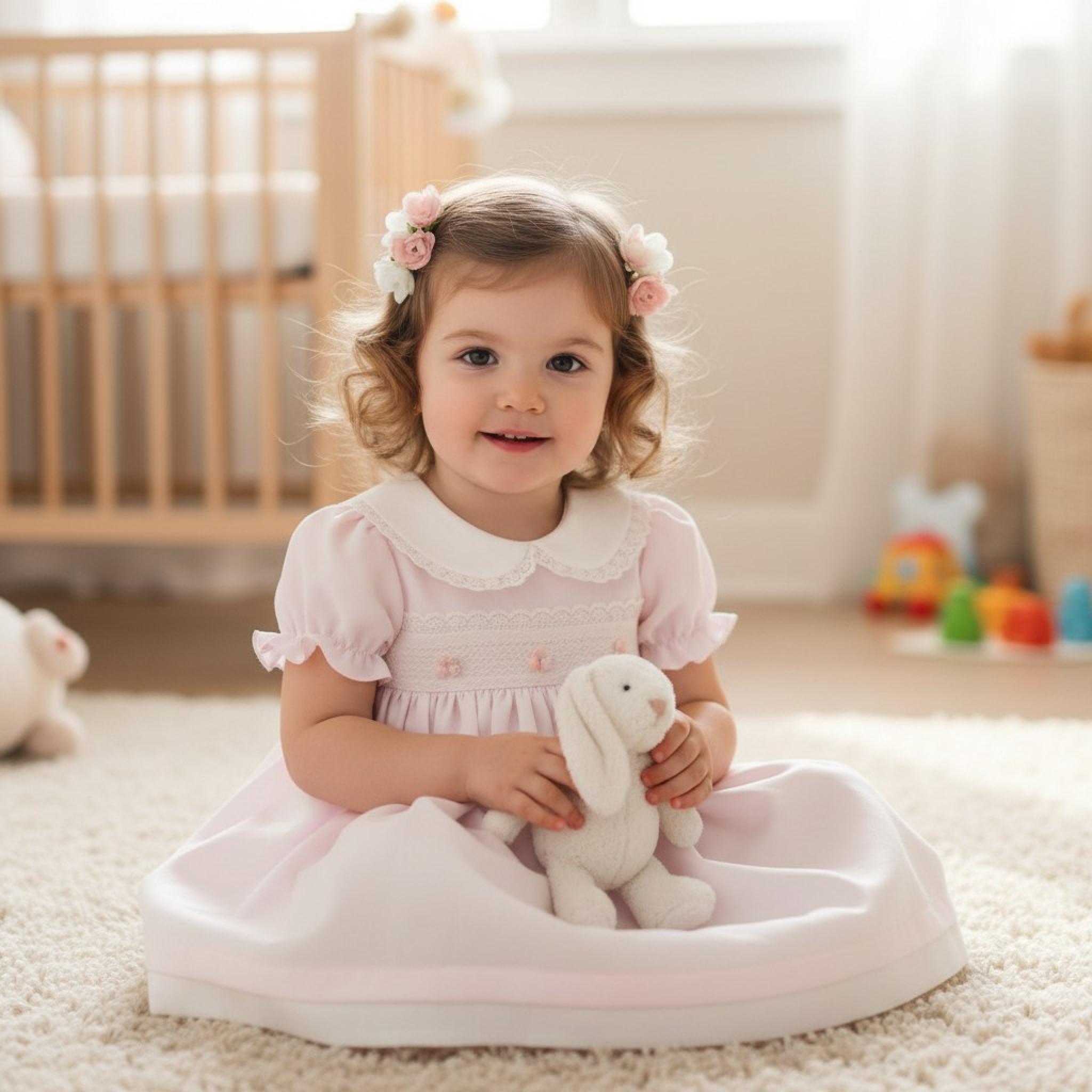 Mymio Baby  8684496128794 MY4488Pi Lace Trimmed Dress (6-24 months)
