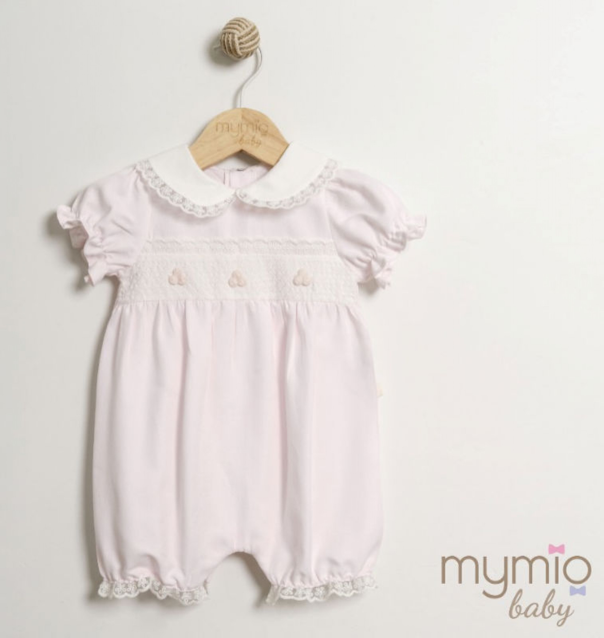 Mymio Baby  8684496129531 MY4494Pi Lace Trimmed Romper (3-12 months)