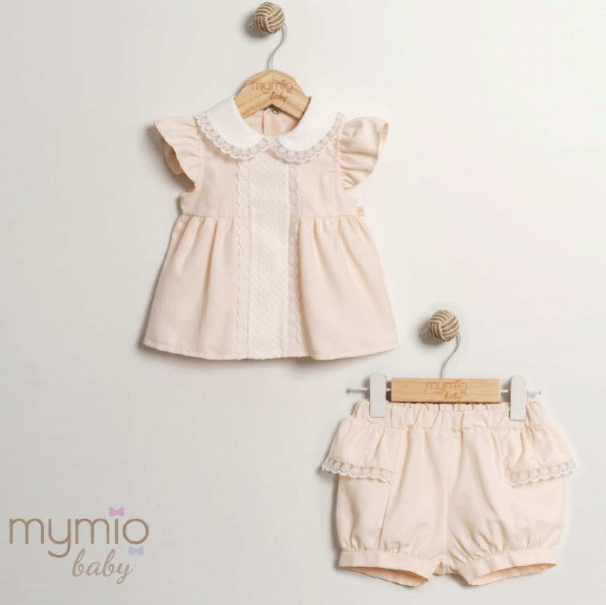 Mymio Baby  8684496130353 MY4498Pe Lace and Frills Bloomer Set (6-24 months)