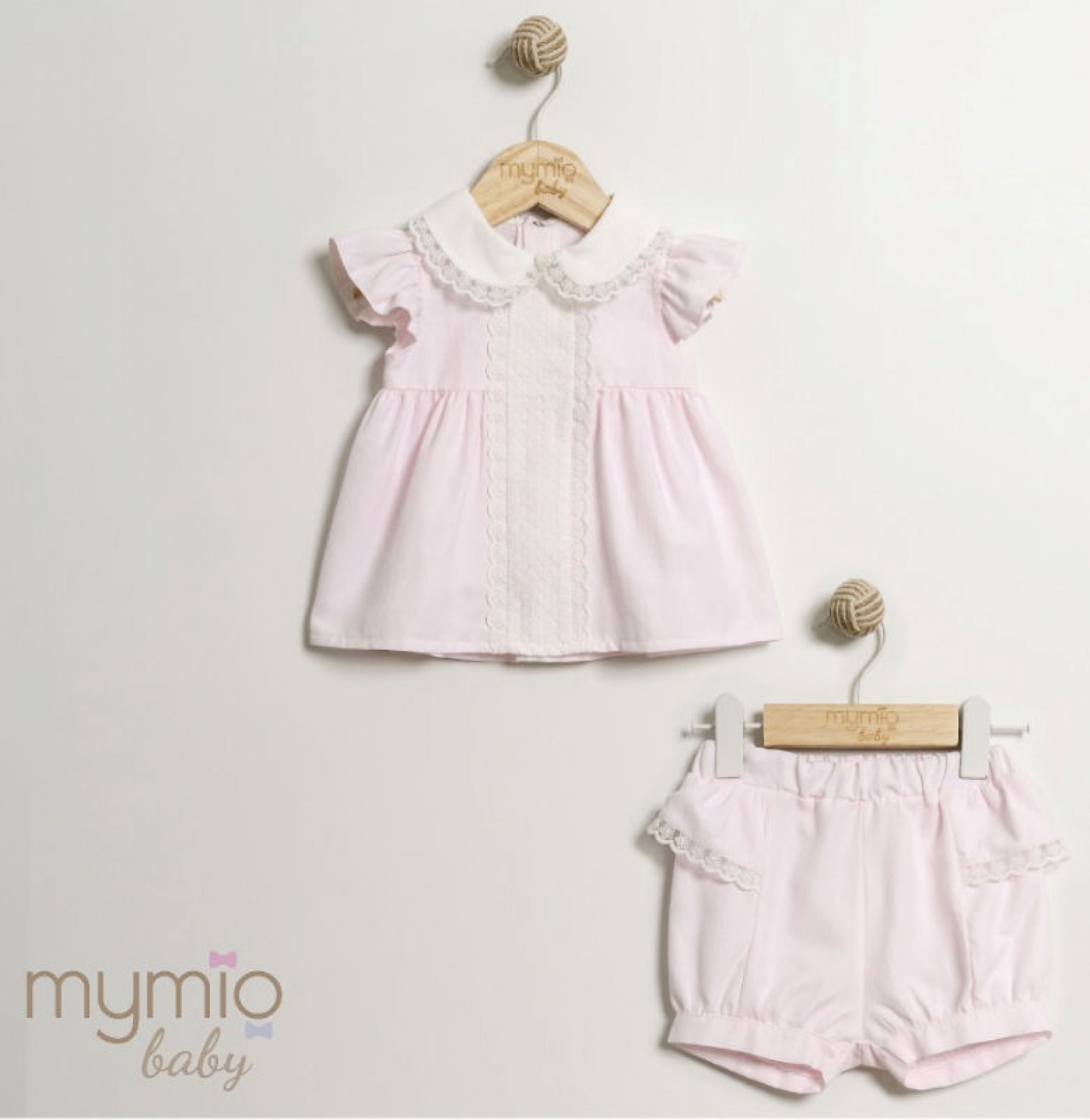Mymio Baby  8684496130292 MY4498Pi Lace and Frills Bloomer Set (6-24 months)