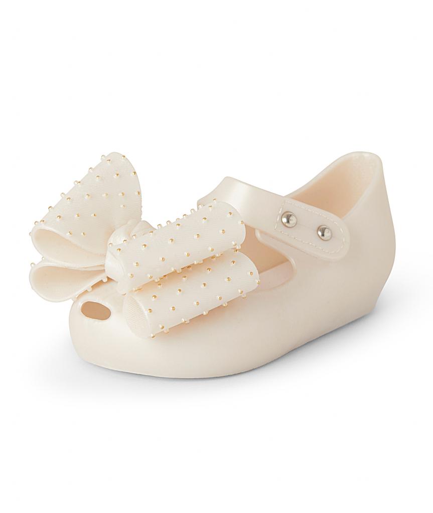 Melia  * MeJaneW-A White Jelly Bow Shoes Pack of 12 (EU20-25)