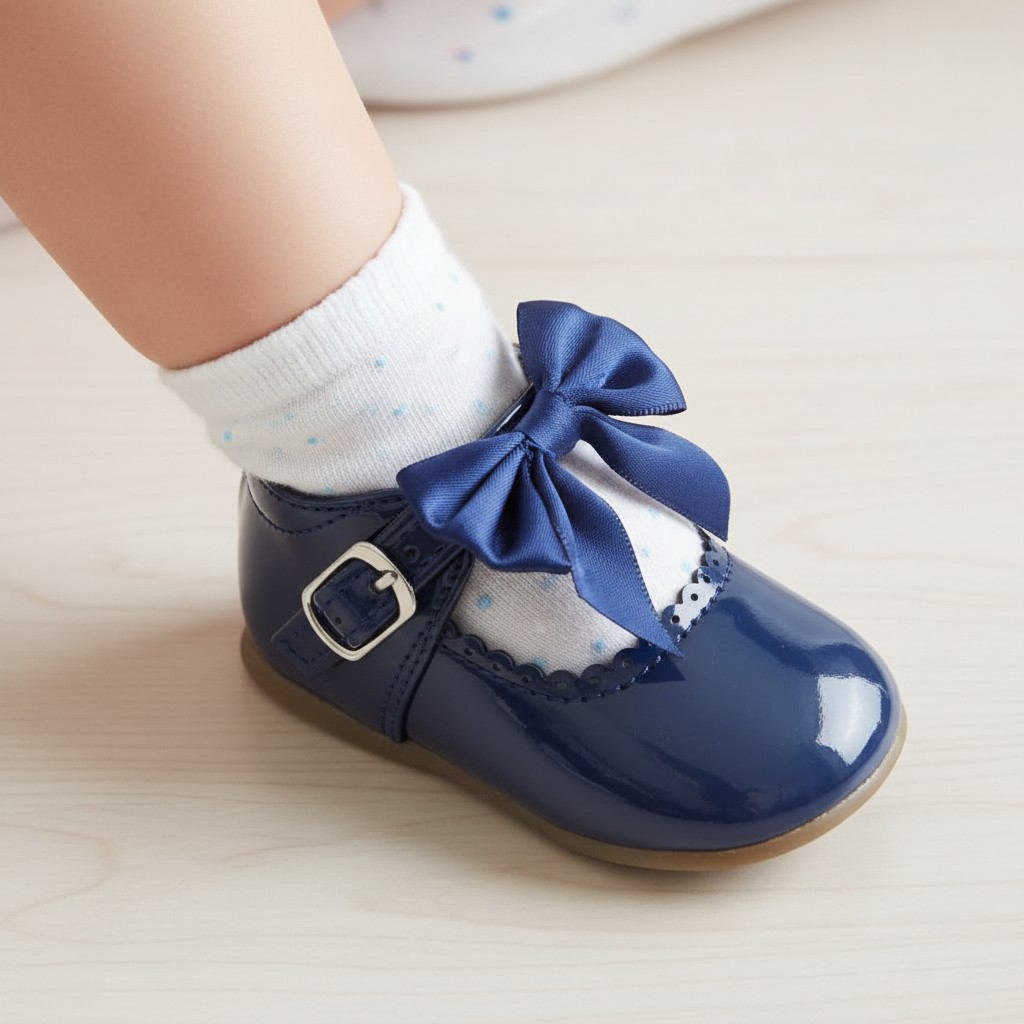 Melia  * MeKylie-N Navy Bow Shoes Pack of 12 (Sizes 3-8)
