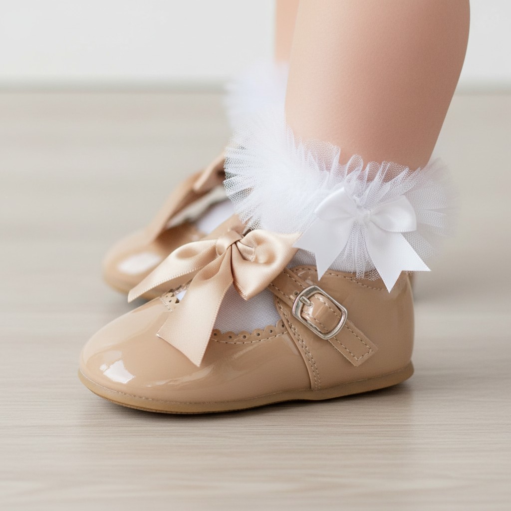 Melia  * MeKylieCam Camel Bow Shoes Pack of 12 (Sizes 3-8)