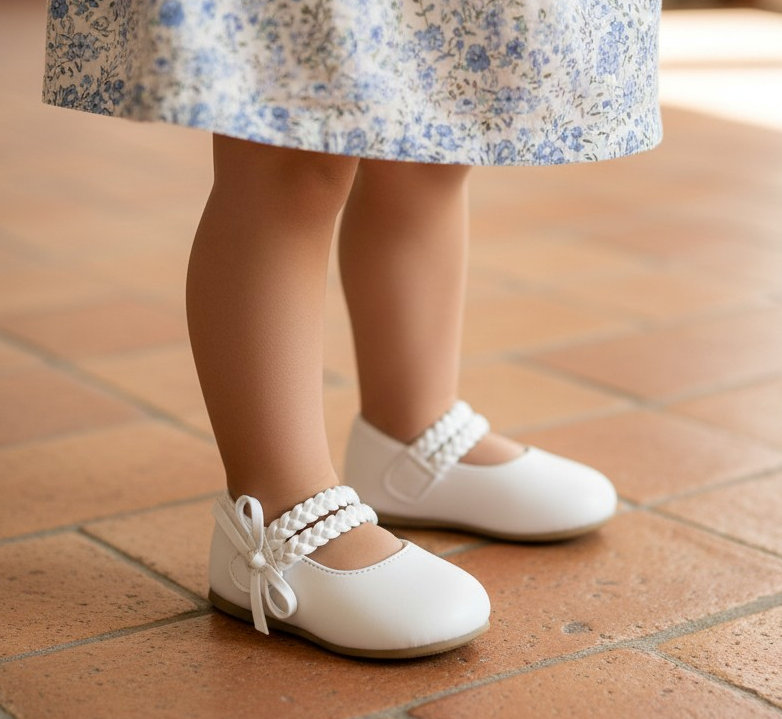 Melia Ophelia * MeOphelia-W White Braided Shoes Pack of 12 (Sizes 3-8)