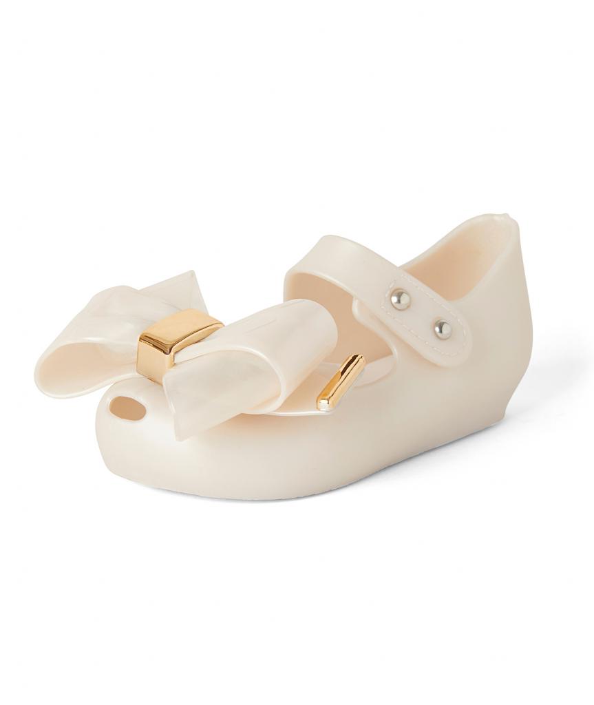 Melia  * MeRoxyW-A White Jelly Bow Shoes Pack of 12 (EU20-25)