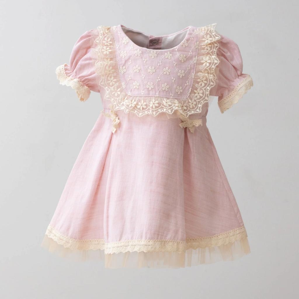 MiniBorn baby China 8682472266775 Mi3264-P Lace Dress( 6-24 months)