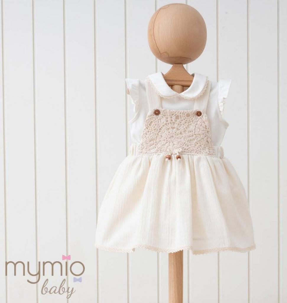 Miomini Baby & MyMio baby 5585 8682472292248 Mi3901-B Linen Look Crochet Pinafore Set (3-24 months)