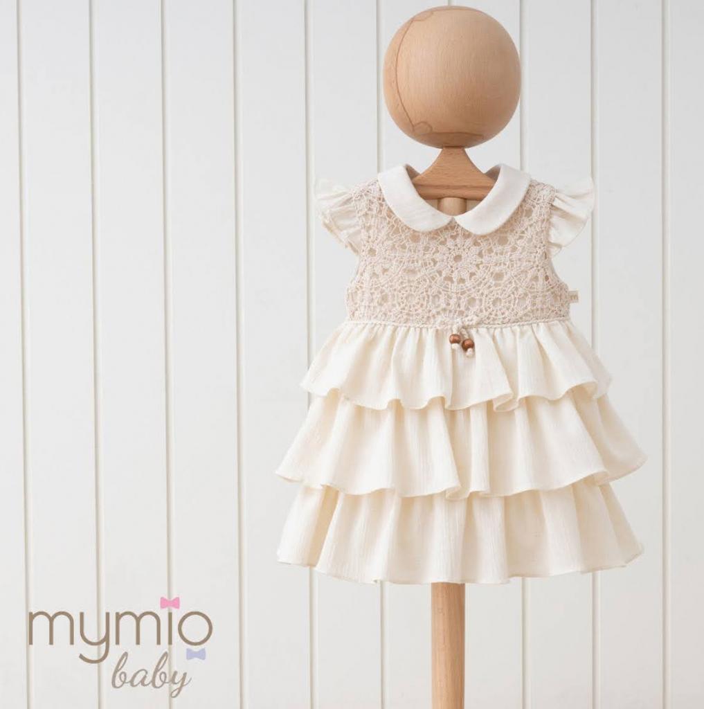 Miomini Baby & MyMio baby 5585 8682472292248 Mi3905-B Linen Look Crochet Dress Set (3-24 months)