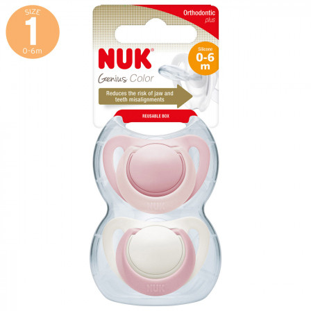 BabyDivo  4008600283270 NK10730069 Twin Pack Genius SIL Silicone Soother ( Size 1)