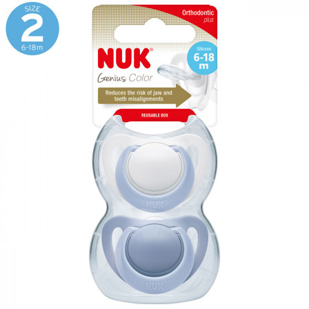 BabyDivo  4008600283379 NK10736163 Twin Pack Genius SIL Silicone Soother ( Size 2)