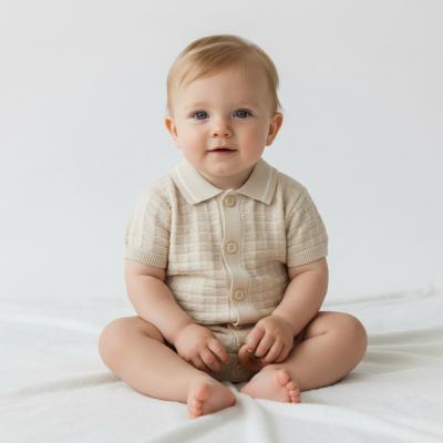NSH13853  Waffle True Knit Romper  (0-9 months)