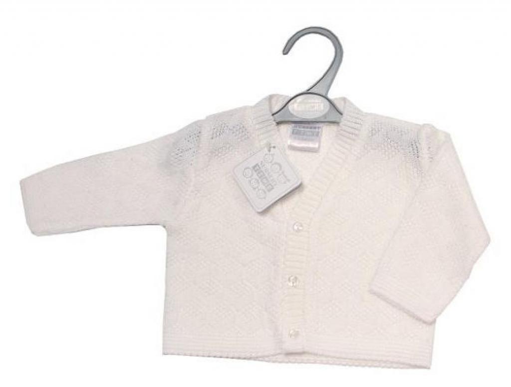Nursery Time Bw-10-576W 5035320105765 NT10-576-W White Knit V-Neck Cardigan (Newborn - 9m)