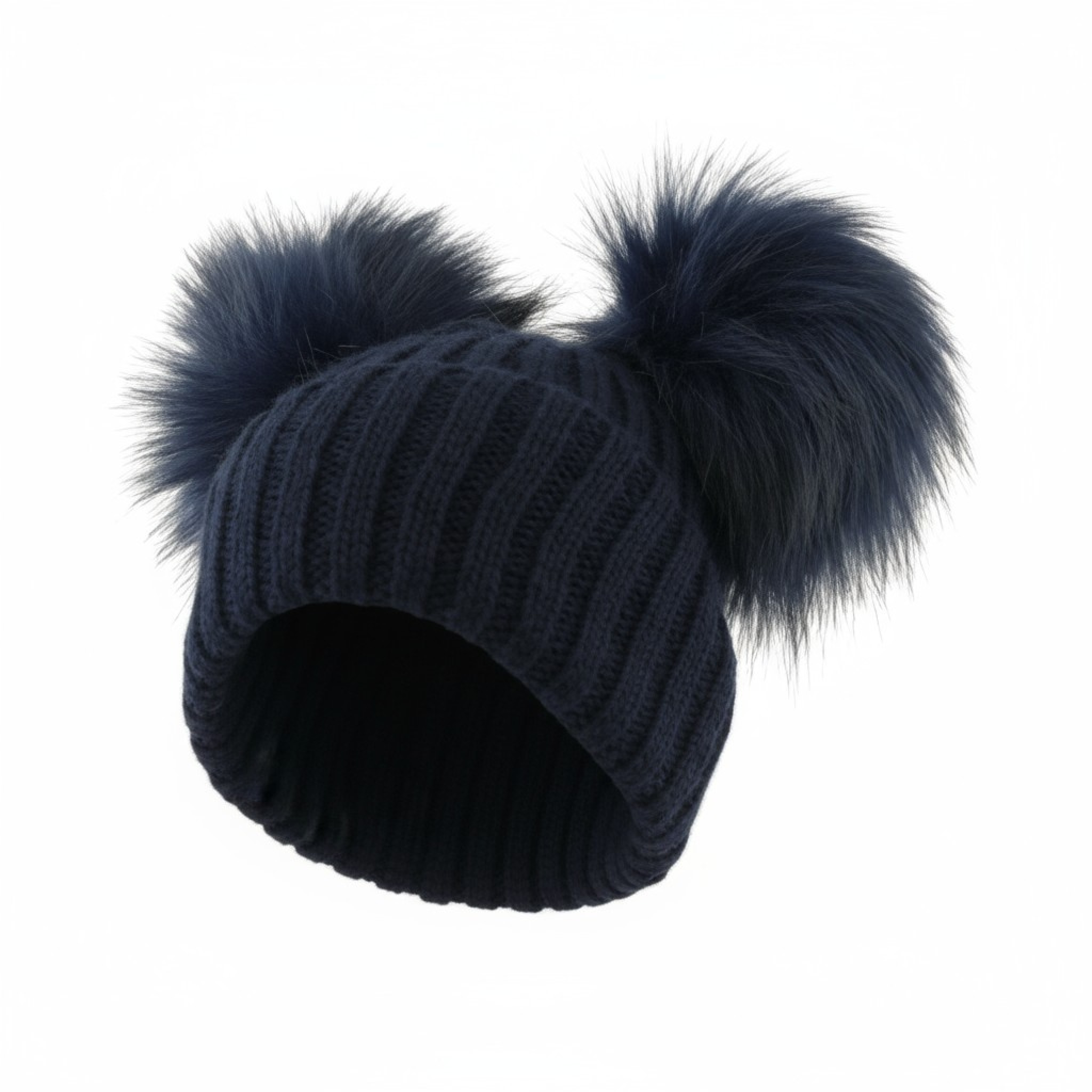 My Little Chick BW-0503-0332S-L  NT0332N Navy Double Pom Pom Hat (Choose)
