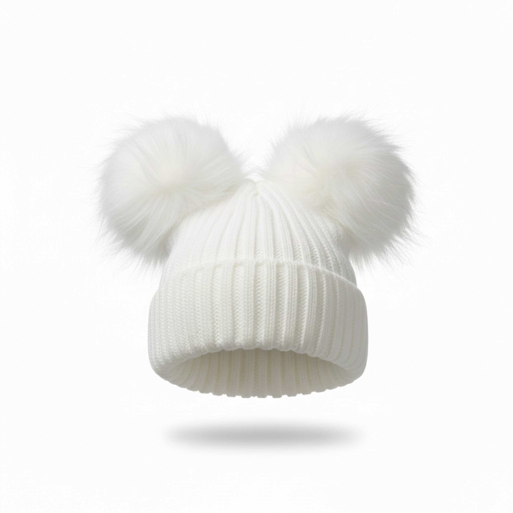 My Little Chick BW-0503-0332W-S 5035320113326 NT0332-W White Double Pom Pom Hat (Choose)