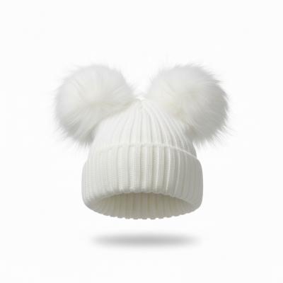 NT0332-W White Double Pom Pom Hat (Choose)