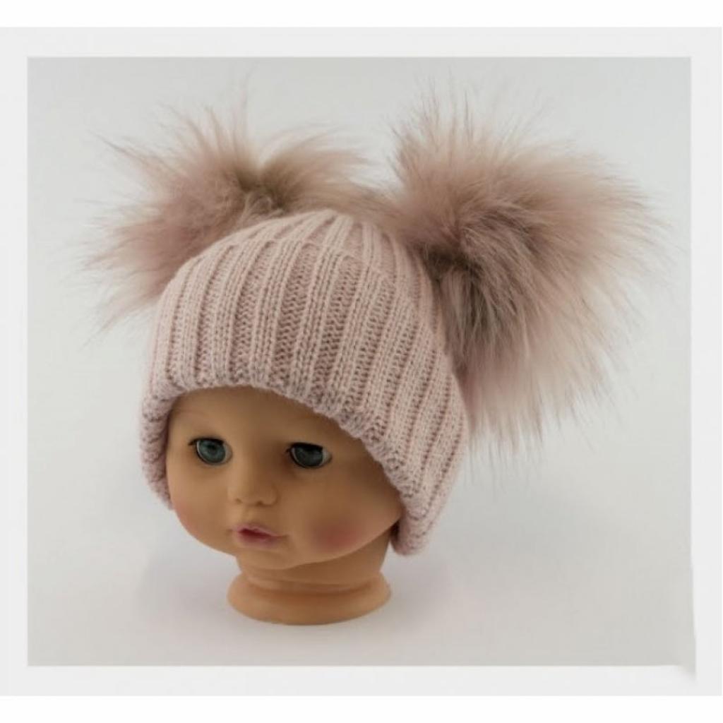 My Little Chick   NT0332RG Rose Double Pom Pom Hat (Choose)