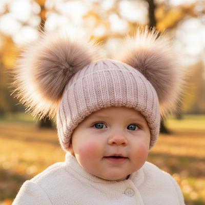 NT0332RG  Rose Double Pom Pom Hat  (Choose)