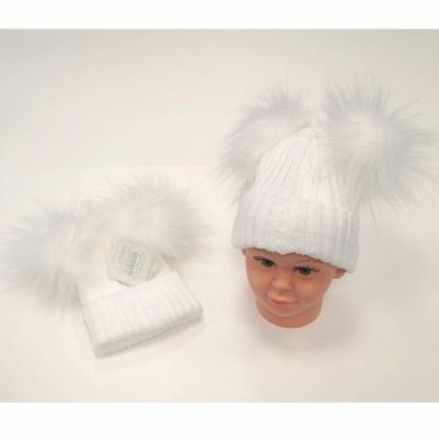 My Little Chick BW-0503-0332W-S 5035320113326 NT0332-W White Double Pom Pom Hat (Choose)
