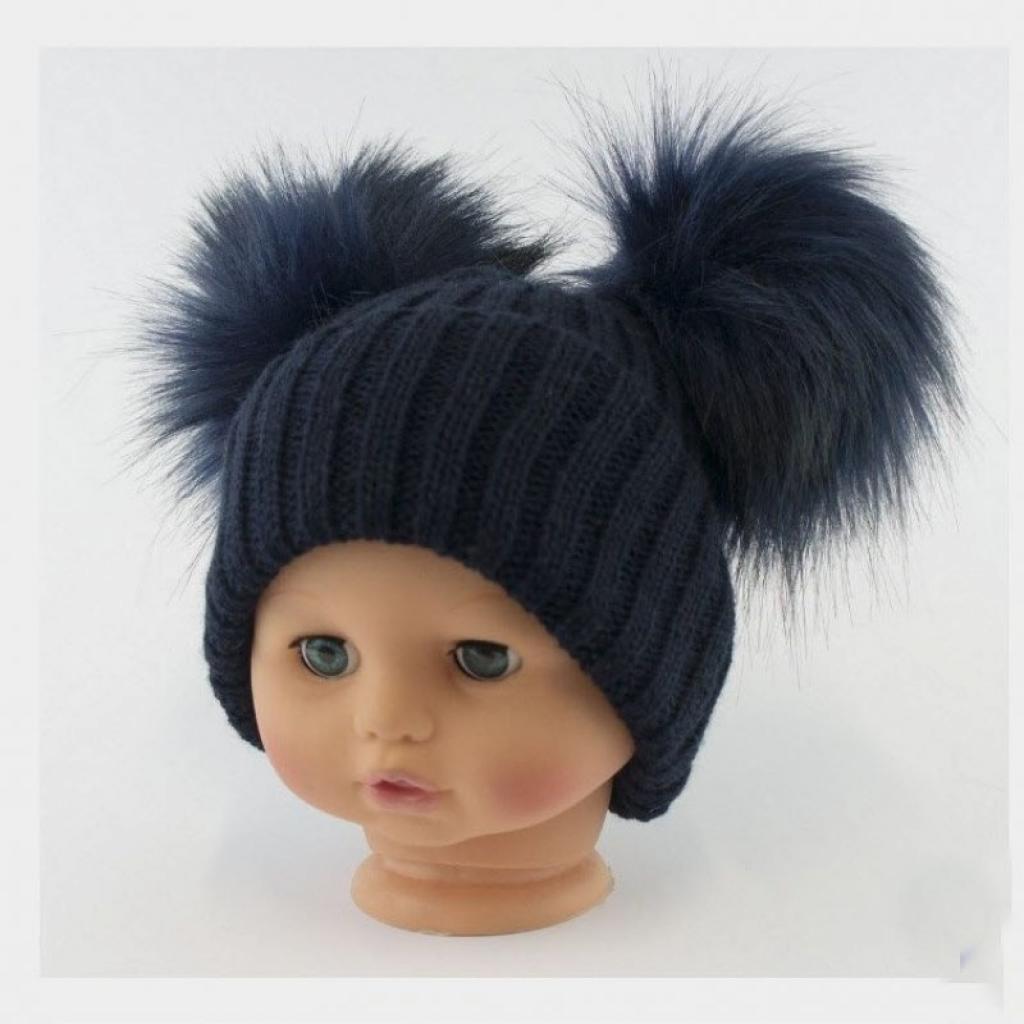 My Little Chick BW-0503-0332S-L  NT0332N Navy Double Pom Pom Hat (Choose)
