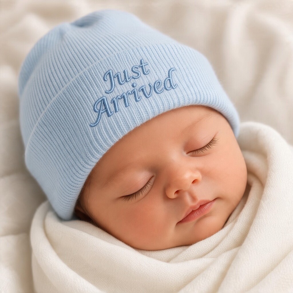 Nursery Time BW-0503-0451  NT0503-0451S Sky"Just Arrived" Knitted Hat (0-3 months)