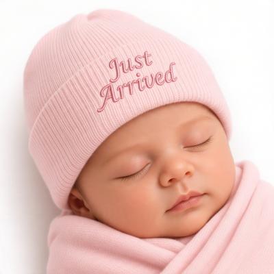 NT0503-0451P  Pink  "Just Arrived" Knitted Hat  (0-3 months)