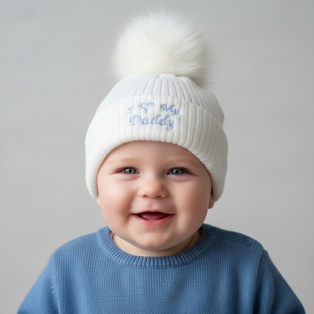 Nursery Time BW-0503-0471 5035320064710 NT0503-0471WS "I Love My Daddy" Pom Pom Hat (0-6 months)
