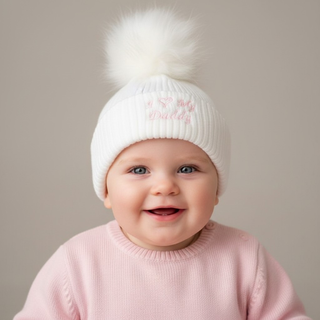 Nursery Time BW-0503-0472 5035320044729 NT0503-0472P "I Love My Daddy" Pom Pom Hat (0-6 months)