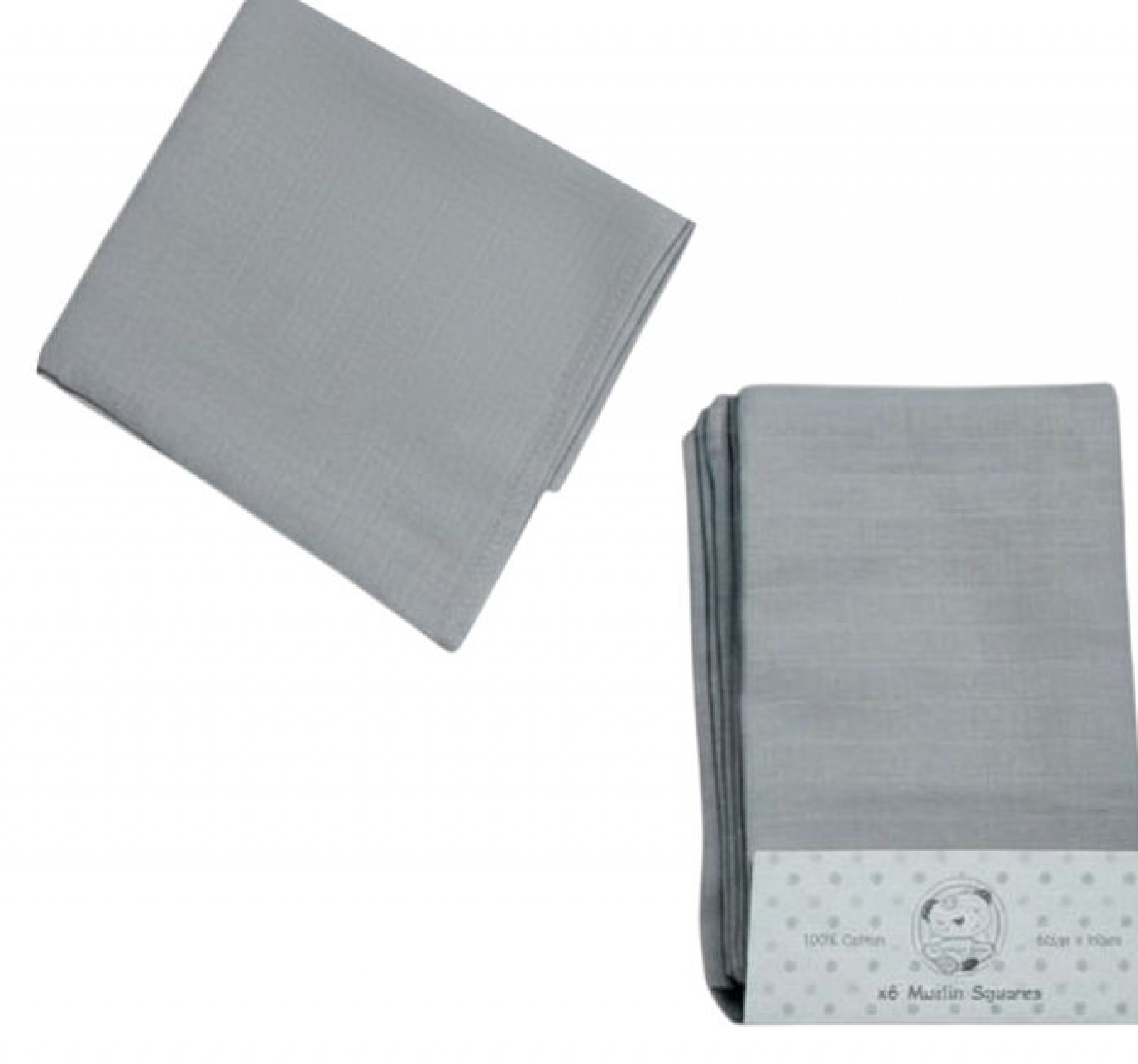 Nursery Time BW-0503-0530G 5035320705309 NT0503-0530-G Grey Muslin Square (6 Pack)