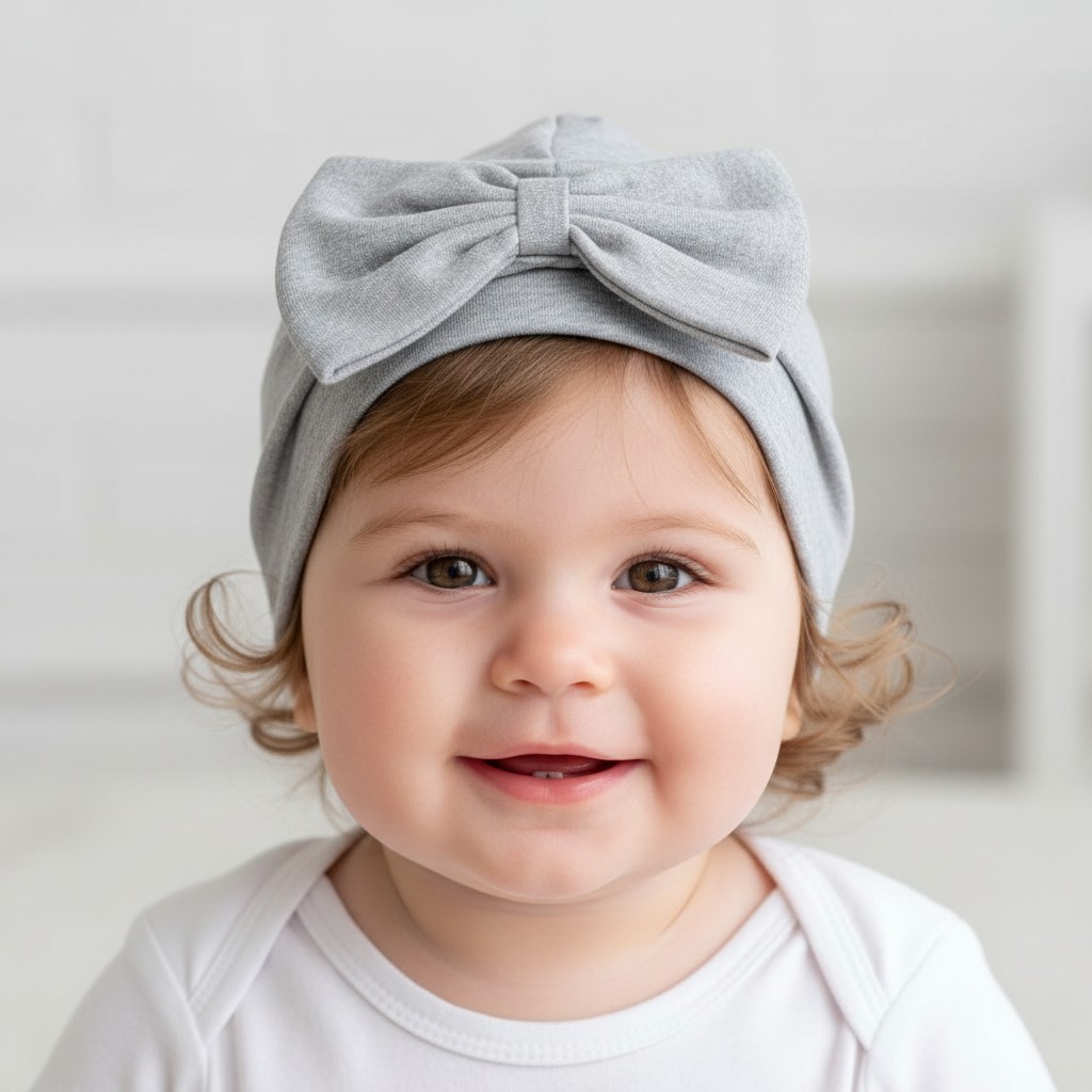 Nursery Time China 503532010609 NT0503-0609G Baby Hat with Bow (Grey)