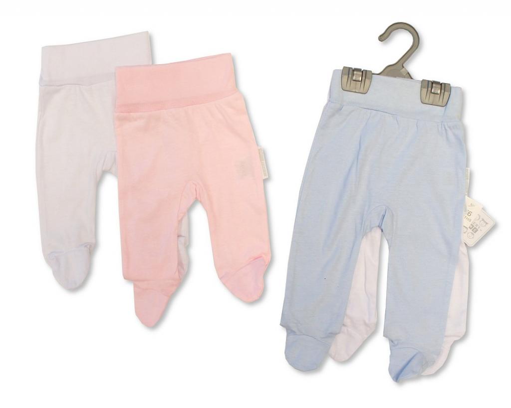 Nursery Time BSS-0503-634 Pink/White = 5035320426341, Sky/White = 5035320626345 NT0503-0634 2 Pack Leggings (0-6 months - Choose Colour)